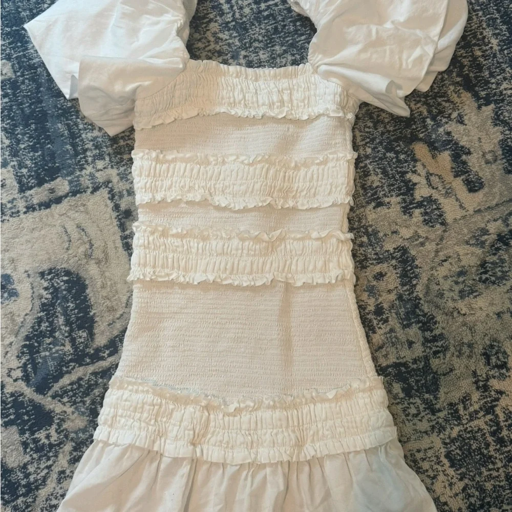 White Ruffled Off-Shoulder Dress - Picture 1 of 2